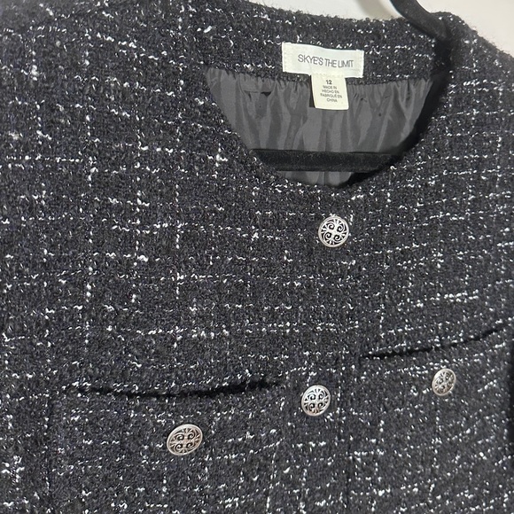 Skye's the Limit NWT Wool Black Tweed Blazer Jacket Sz 12 Classic Preppy Y2K - Picture 11 of 16